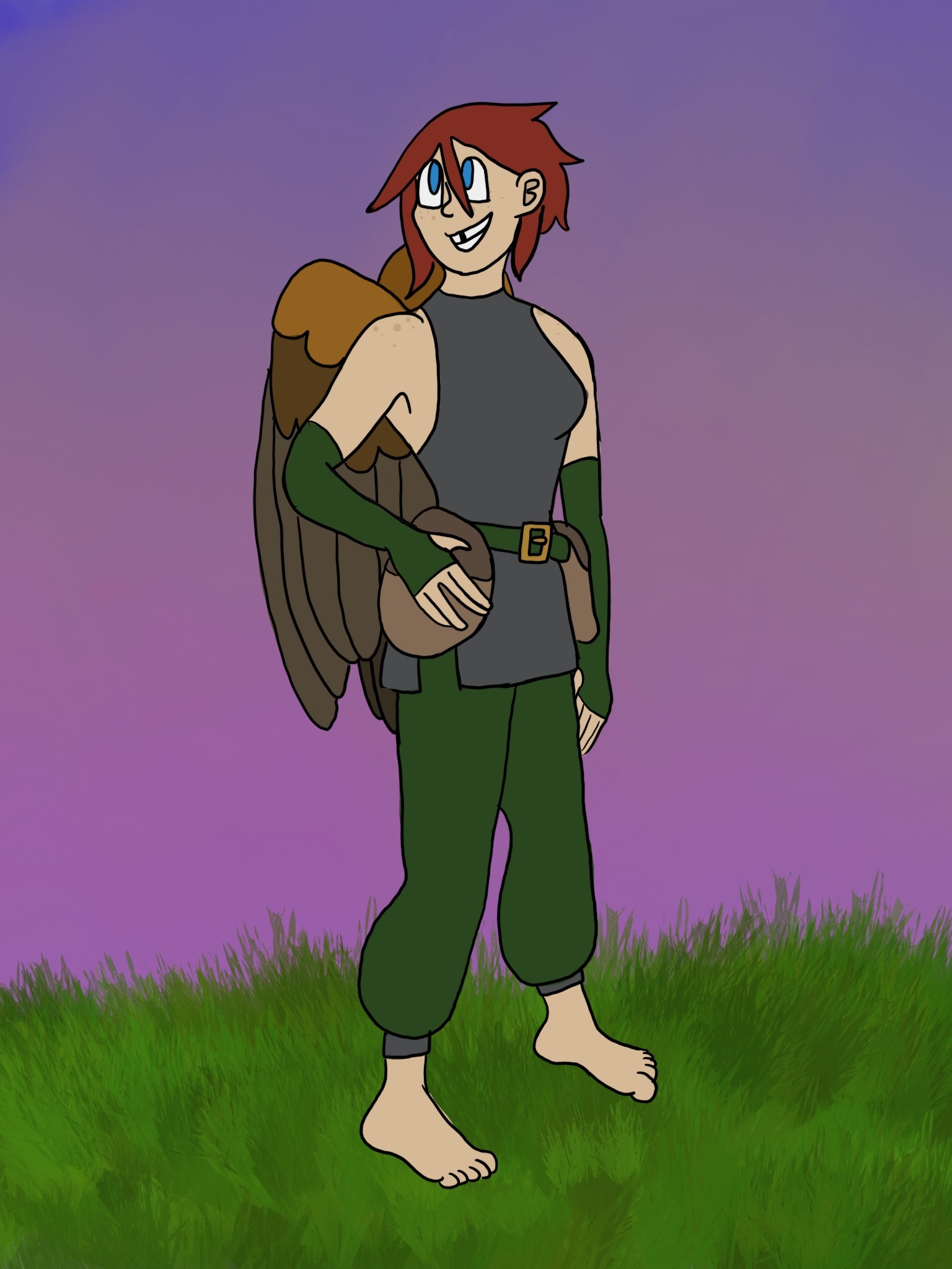 a young woman with sparrow wings